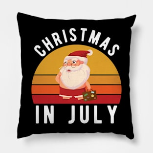 Christmas In July T-Shirt Funny Santa Summer Beach Vacation Pillow