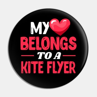 My heart belongs to a kite flyer - Cute Kite Surfing wife gift Pin