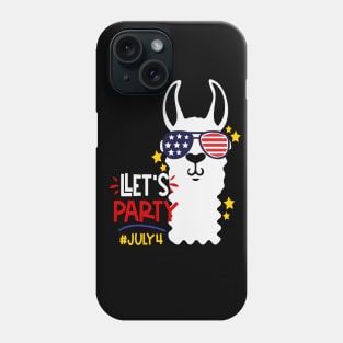 Funny Llama Let's Party 4th Of July Gift Phone Case