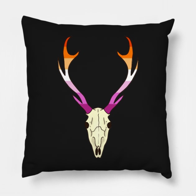 Lesbian Pride Deer Skull Pillow by whizz0