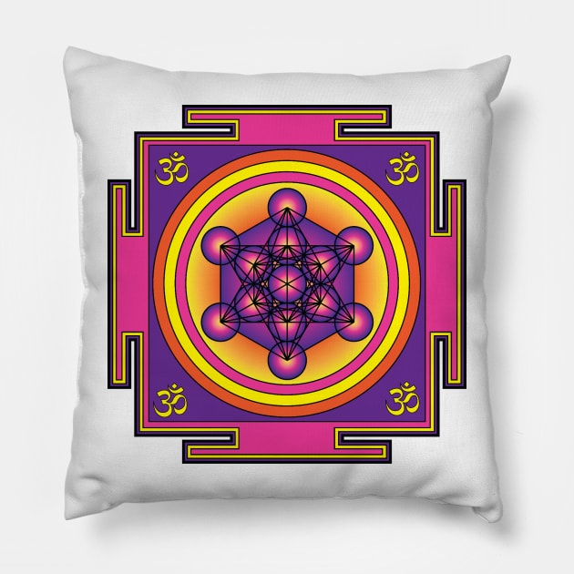 Metatron's Cube Mandala Pillow by GalacticMantra