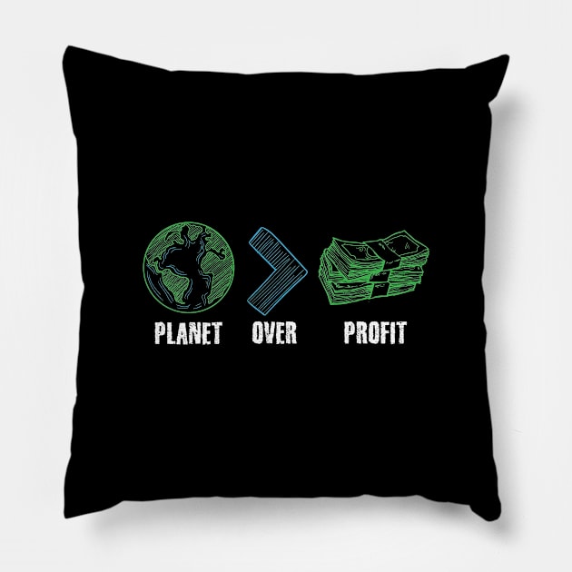 Planet Over Profit Global Warming Pillow by captainmood