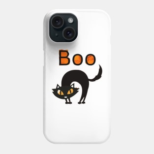 Boo Cat with arched black cat and orange eyes Phone Case