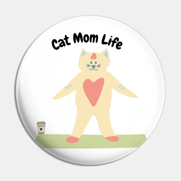 Cat Mom Life Coffee Yoga Lover Mom Gift Pin by Mission Bear