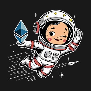 Crypto Ethereum and astronaut fly to the moon T-Shirt