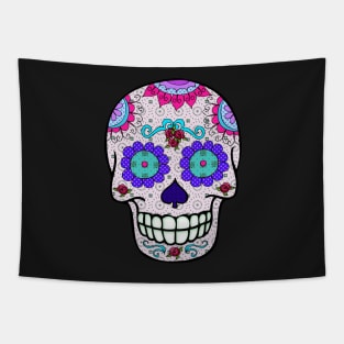 Day of the Dead Sugar Skull Purple Eyes Tapestry