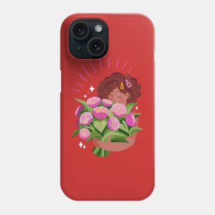 Woman Holding Flower Bouquet Phone Case