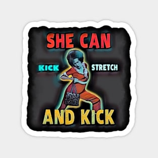 Funny Cartoon Of  Sally O'Malley Can Kick Stretch Anddd Kick Magnet