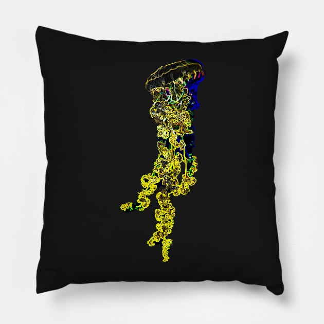 Neon Jellyfish Pillow by PabloPKasso