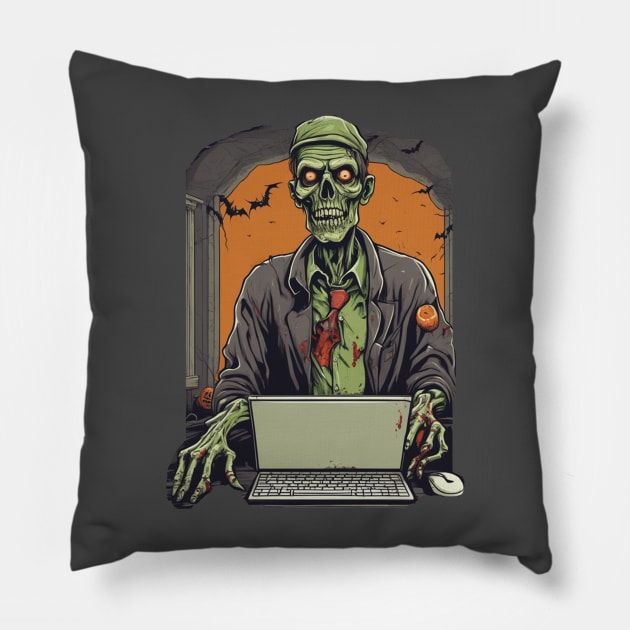 Zombie computer scientist software developer geek Pillow by Edgi