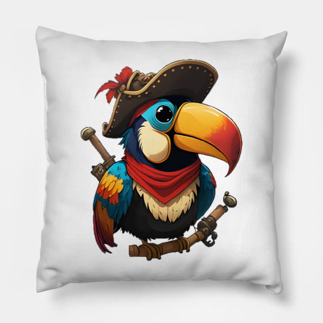 Toucan Pirate #4 Pillow by ToucanVooDoo