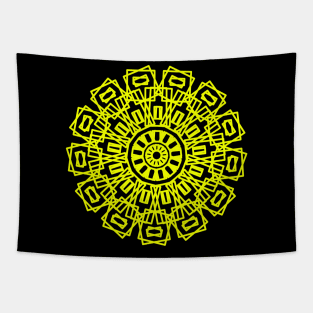 Yellow geometric rosette Tapestry