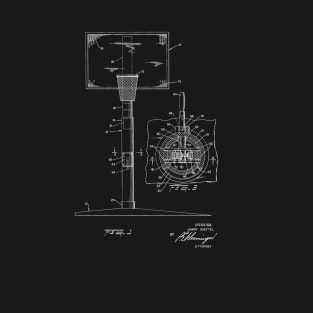 Basketball Goal Vintage Patent Drawing T-Shirt