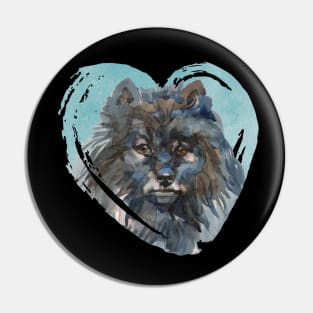 Keeshond Portrait Pin