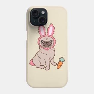 Pug dog in a rabbit costume Phone Case