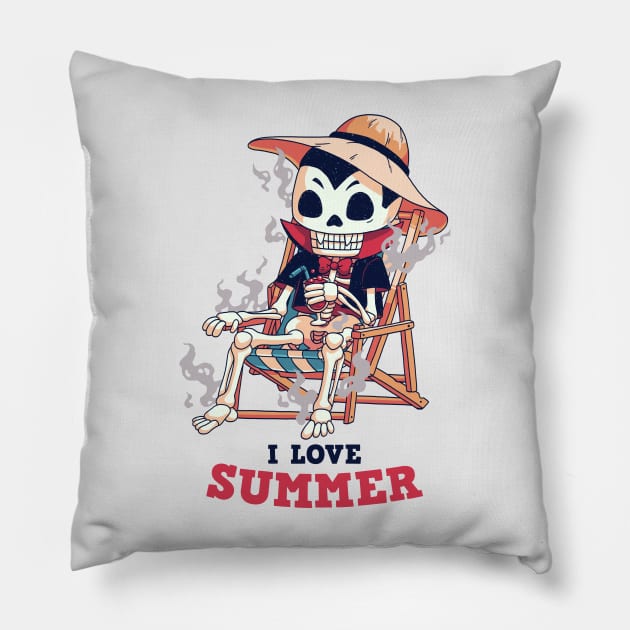 Dracula loves summer // Vampire, holidays, sunbathing Pillow by Geekydog