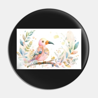 Whimsical and Cute Watercolor Bird Pin