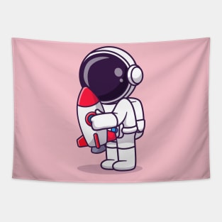 Cute Astronaut Hug Rocket Toy Cartoon Tapestry