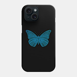 Butterfly design created using line art - blue version Phone Case