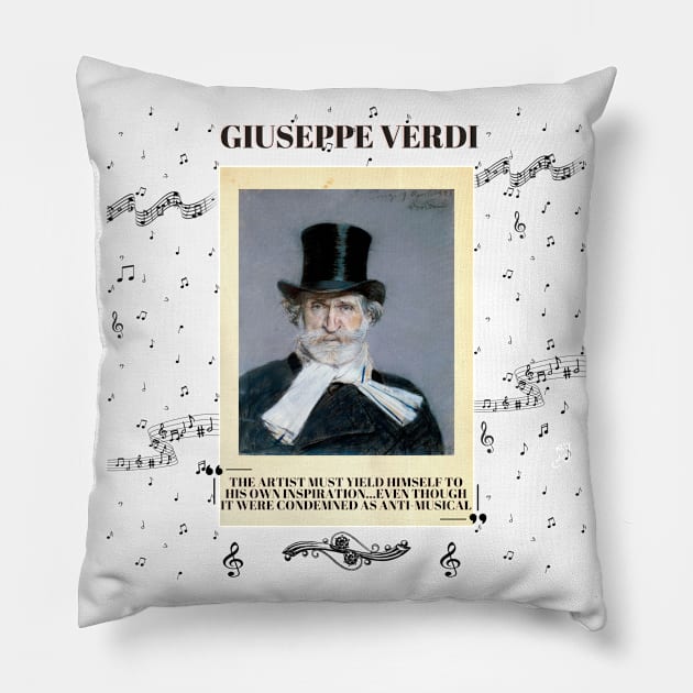 Portrait of Giuseppe Verdi Pillow by Rubi16