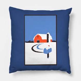 Snowy American Farm Pillow