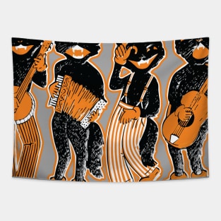 Vintage Halloween Minstrel Black Cat Tapestry