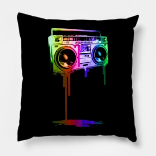 Melting Boombox (digital rainbow color) Pillow