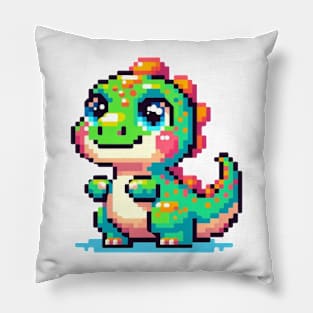 Cute Dinosaur Pixel Art Pillow