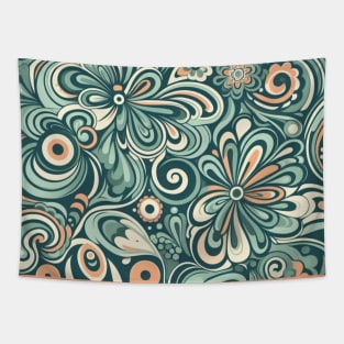 Abstract Floral Design in Greens Tapestry