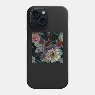 Lotus flowers black koi fish Phone Case