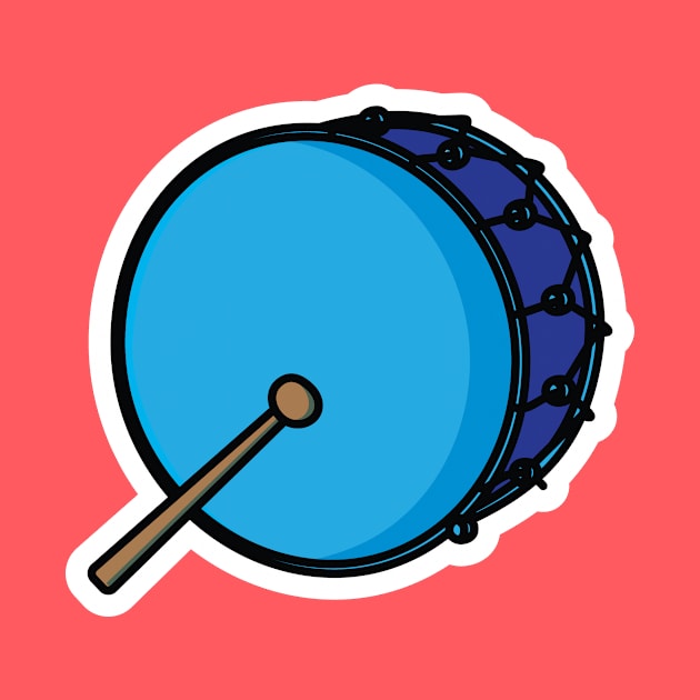 Drum Snare with Sticks Sticker vector illustration. Music instrument object icon concept. Drum musical sticker symbol or snare drum with sticks sticker design logo. by AlviStudio