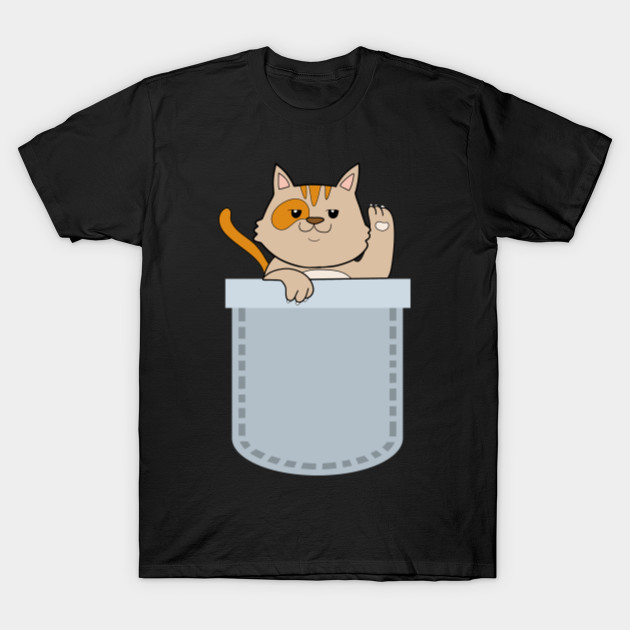 Mens Pocket Cat Funny Peeking Pet Kitten Animal Cats T Shirt