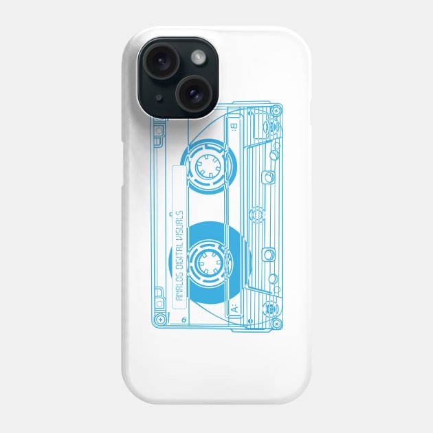 Cassette Tape (Button Blue Lines) Analog / Music Phone Case by Analog Digital Visuals