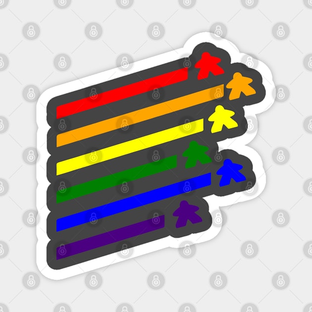 Rainbow Flying Meeples Magnet by MimicGaming