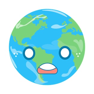 Kawaii Earth - Shocked Earth T-Shirt