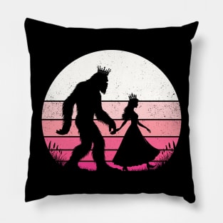 Bigfoot Walking with Princess Pink Sunset Magical  Pillow