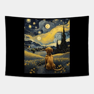 Starry Night Dachshund  Dog , Van Gogh Dachshund Art Tapestry