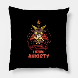 I have Anxiety - Creepy kawaii Baphomet T-Shirt Pillow