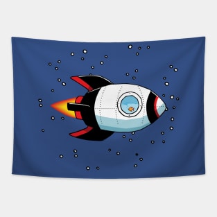 Goldfish Rocket ship and stars Tapestry