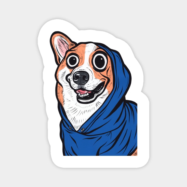 Corgi Blue Hoodie Magnet by turddemon