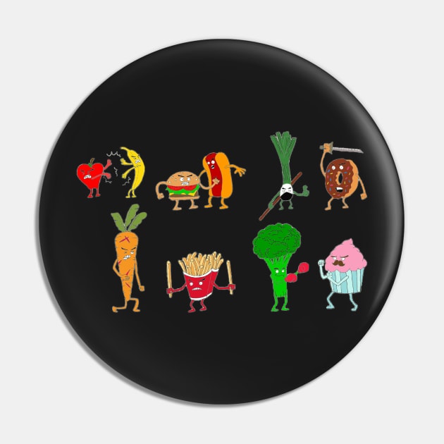 Food fight Pin by obmik