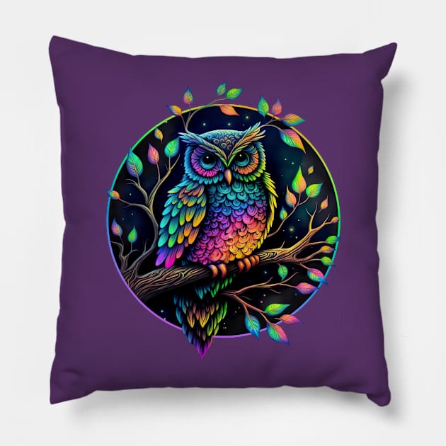 Hooty the Owl - Cosmic Clouds Pillow by wumples