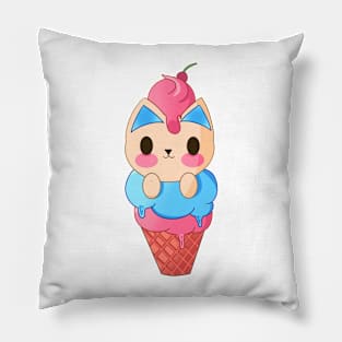 Ice Cream Kitten Pillow