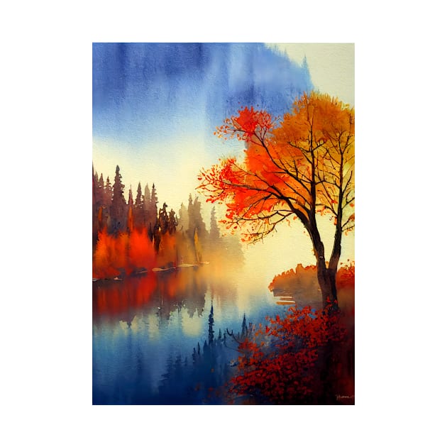 Colorful Autumn Landscape Watercolor 7 by redwitchart