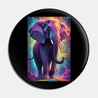 Large Elephant with Tusks and Multiple Colours Pin