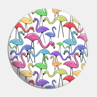 Flocking Fabulous Flamingos All Over Print Pin