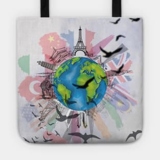 World's Iconic Landmarks Tote