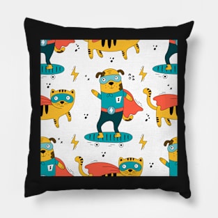 Cat and dog superhero Pillow