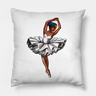 African America ballerina with rainbow corn row hair style #003 - brown skin ballerina Pillow