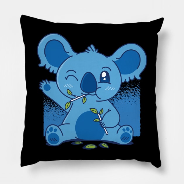 CUTE KOALA EATING EUCALYPTUS Pillow by madeinchorley